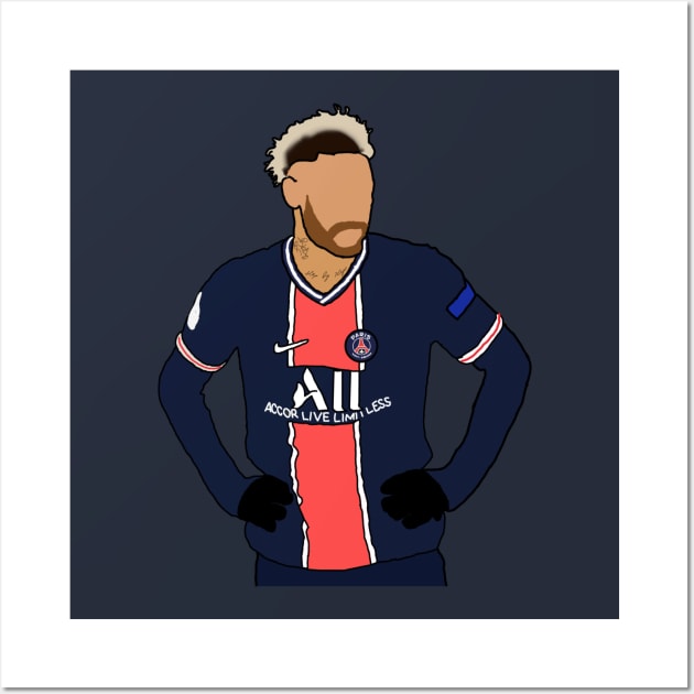 Neymar Jr PSG drawing Wall Art by Soccer T’s